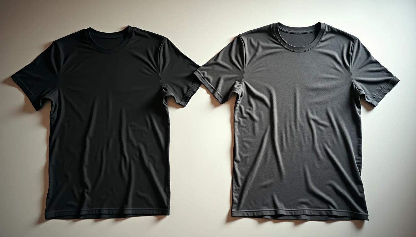Two black t-shirts new versus faded after washing
