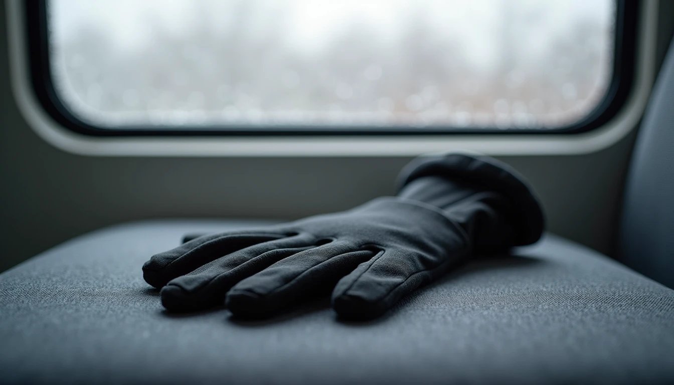 Worn black glove with small hole near thumb
